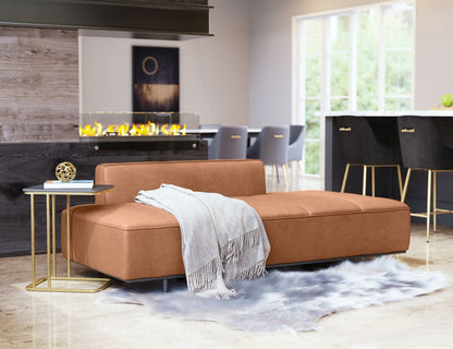 79" Camel Brown Faux Leather And Black Modular Sofa