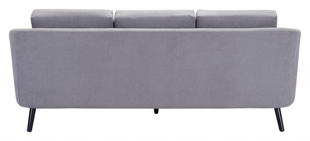 79" Gray Velvet And Black Curved Back Standard Sofa