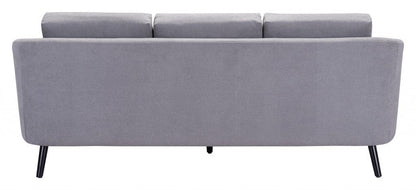 79" Gray Velvet And Black Curved Back Standard Sofa