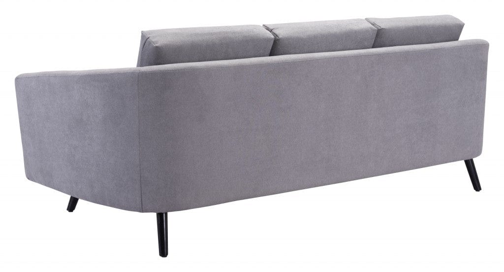 79" Gray Velvet And Black Curved Back Standard Sofa