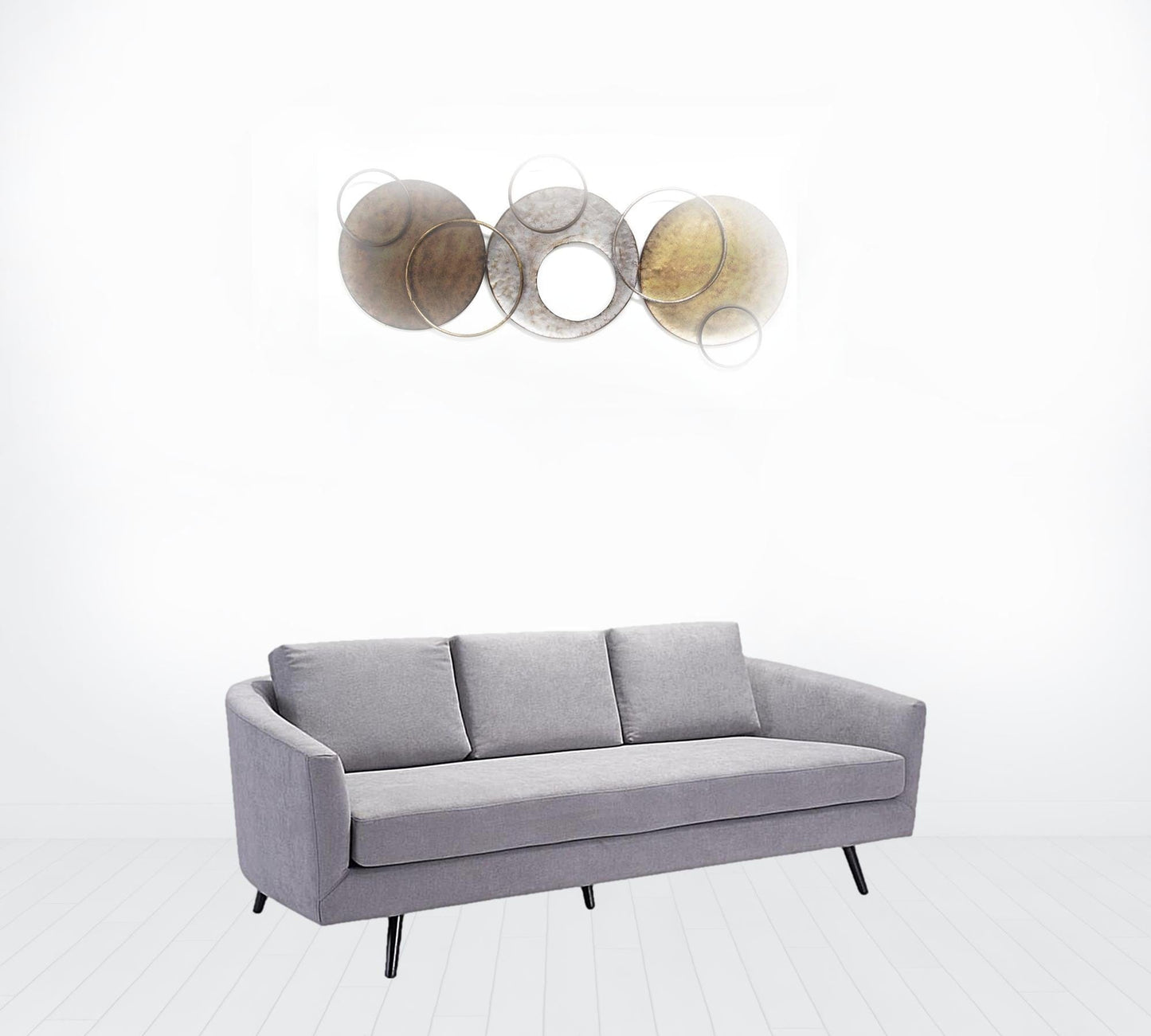 79" Gray Velvet And Black Curved Back Standard Sofa