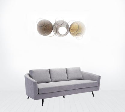 79" Gray Velvet And Black Curved Back Standard Sofa