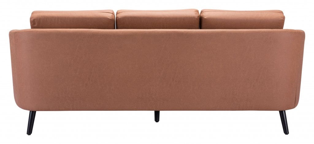 79" Brown Simplicity Faux Leather And Black Standard Sofa