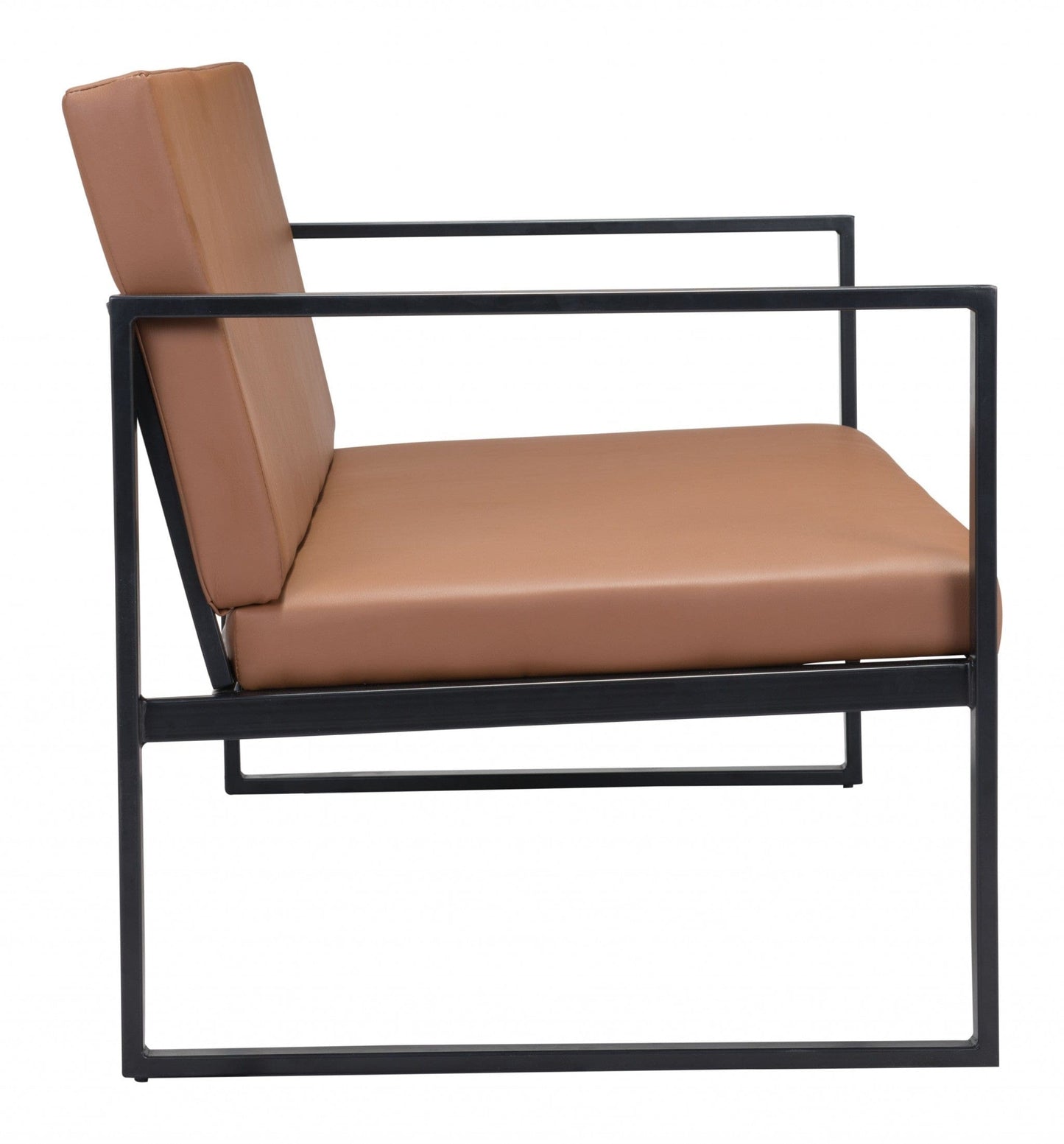 45" Brown Faux Leather And Black Modular Sofa