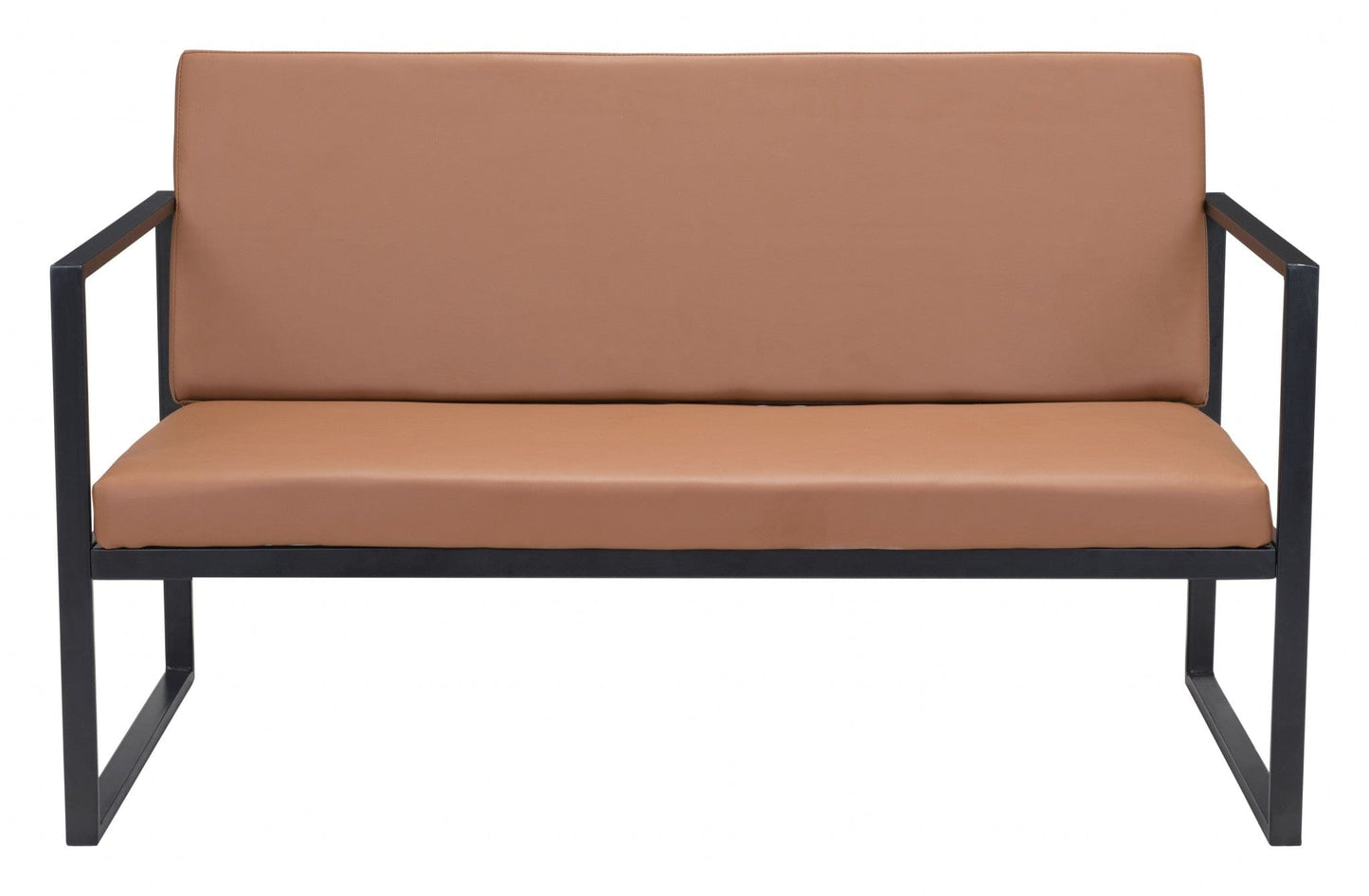45" Brown Faux Leather And Black Modular Sofa