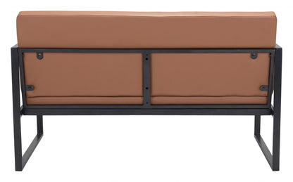 45" Brown Faux Leather And Black Modular Sofa
