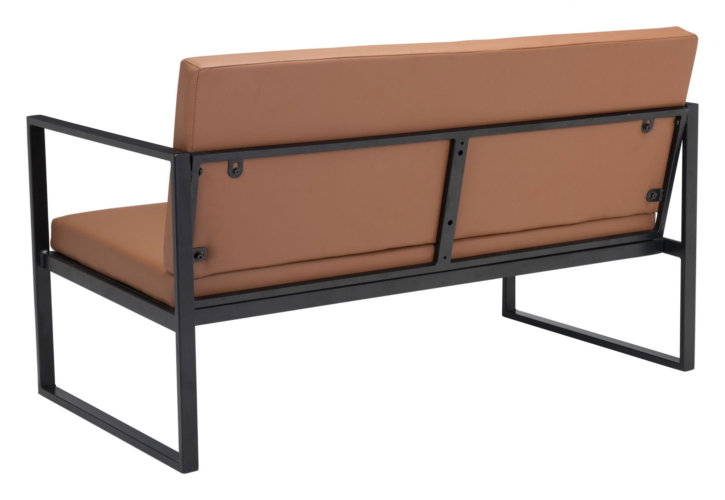 45" Brown Faux Leather And Black Modular Sofa