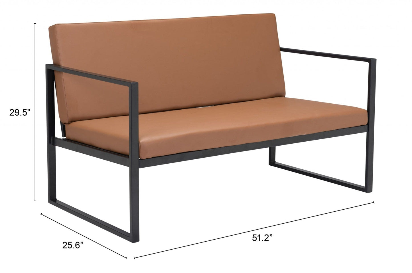 45" Brown Faux Leather And Black Modular Sofa