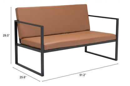 45" Brown Faux Leather And Black Modular Sofa