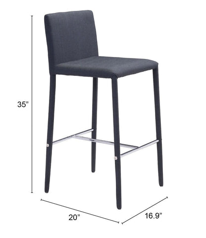 Set of Two Black Restaurant Quality Sleek Bar Chairs