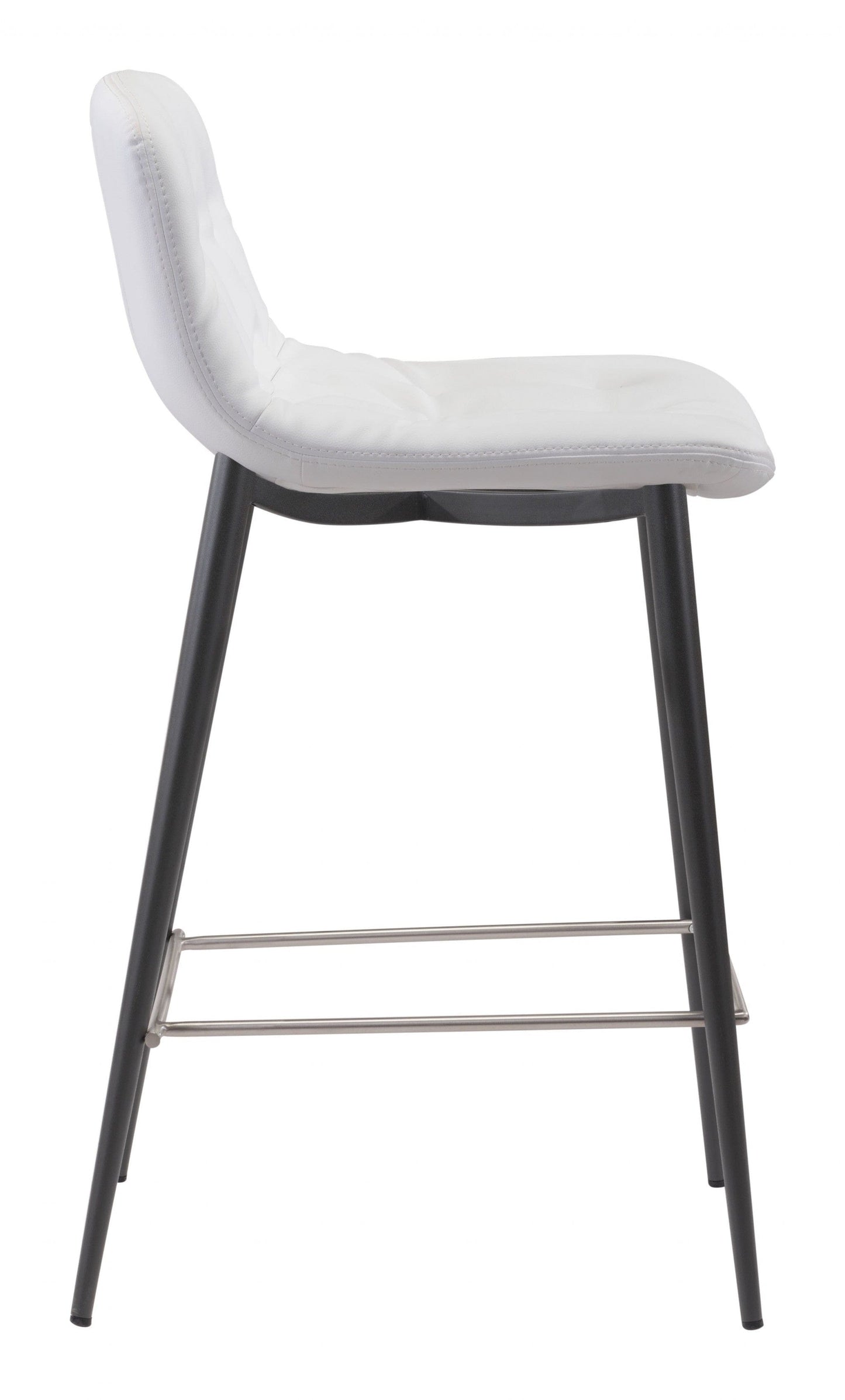 Set Of Two 36" White Steel Low Back Chairs With Footrest