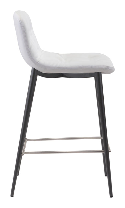 Set Of Two 36" White Steel Low Back Chairs With Footrest
