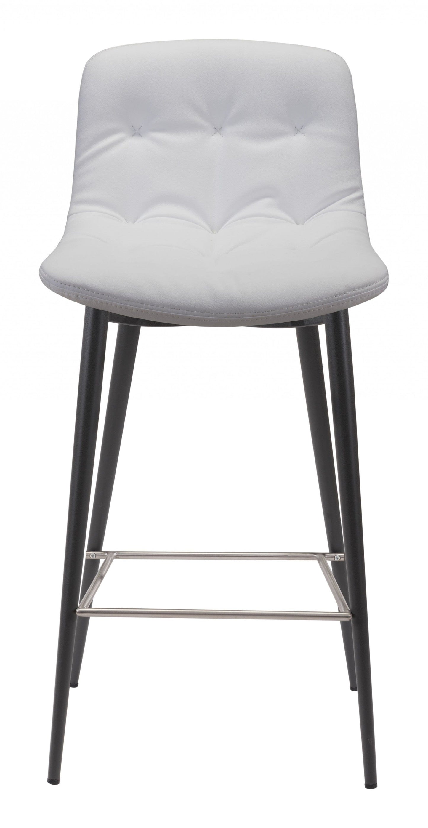 Set Of Two 36" White Steel Low Back Chairs With Footrest