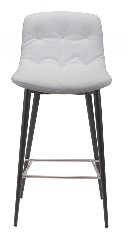 Set Of Two 36" White Steel Low Back Chairs With Footrest