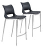 Set of Two Black Faux Leather and Silver Mod Ergo Counter Chairs