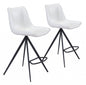 Set of Two White and Black Faux Leather Triangle Base Counter Chairs
