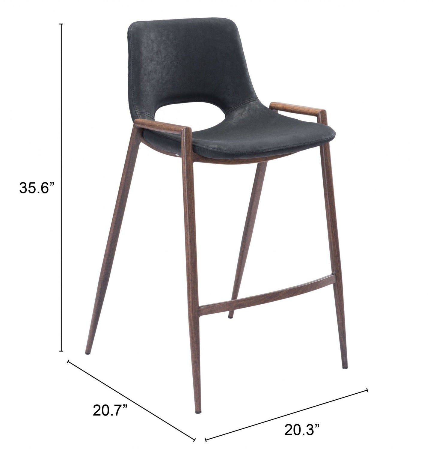 Set of Two Black Retro Modern Funk Counter Chairs