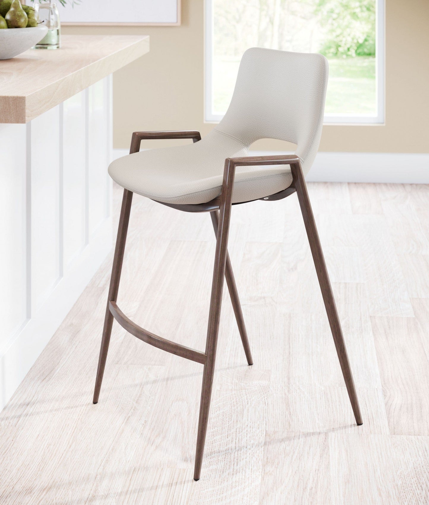 Set of Two Ivory Retro Modern Funk Counter Chairs