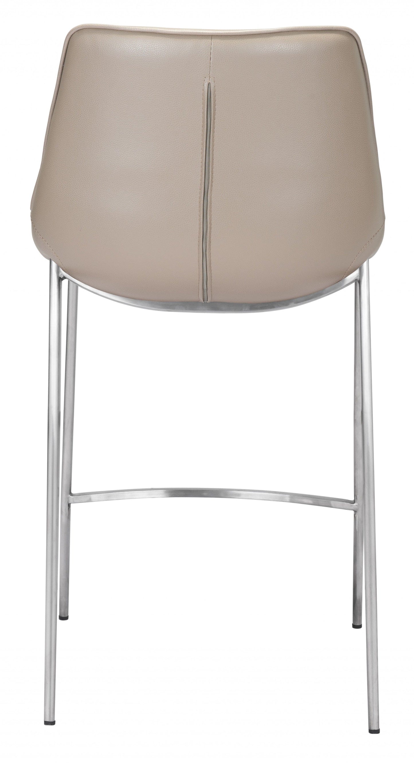 Set of Two Gray Faux Leather and Steel Modern Stitch Bucket Counter Chairs