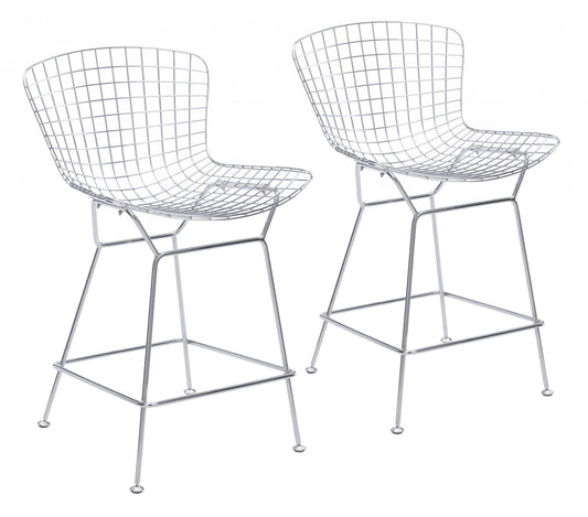 Set Of Two 36" Chrome Low Back Chairs With Footrest