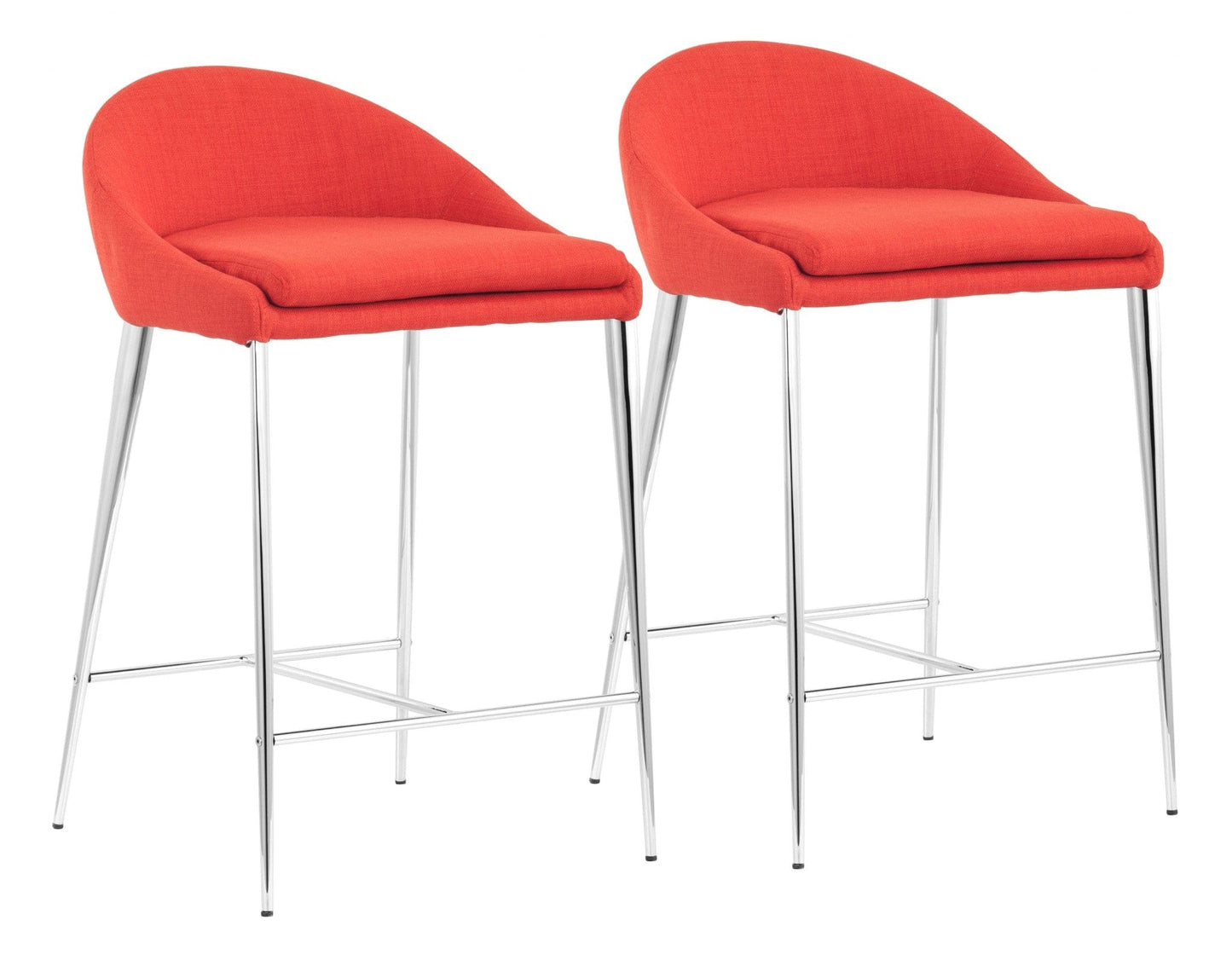 Set Of Two 30" Tangerine Low Back Chairs With Footrest
