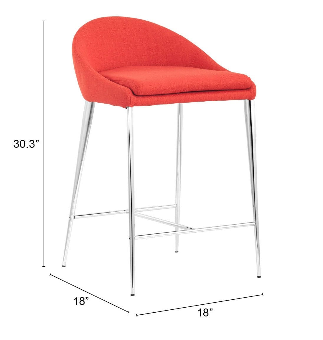 Set Of Two 30" Tangerine Low Back Chairs With Footrest