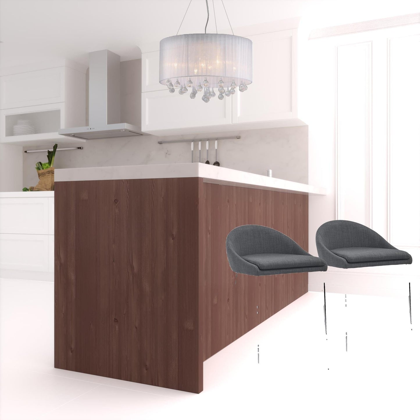 Set Of Two 30" Graphite Low Back Chairs With Footrest