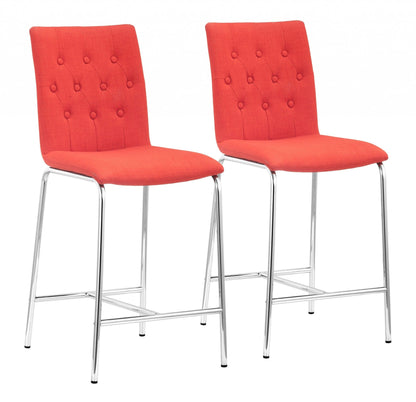 Set Of Two 39" Tangerine Low Back Chairs With Footrest