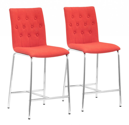 Set Of Two 39" Tangerine Low Back Chairs With Footrest