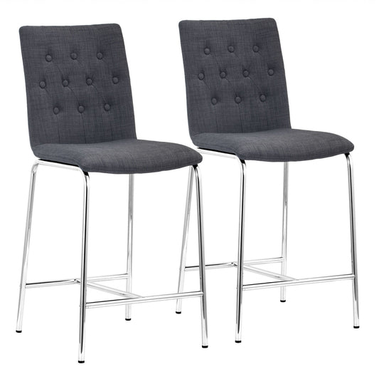 Set Of Two 39" Graphite Low Back Chairs With Footrest