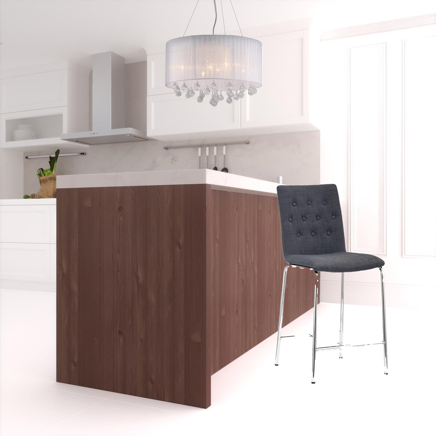 Set Of Two 39" Graphite Low Back Chairs With Footrest