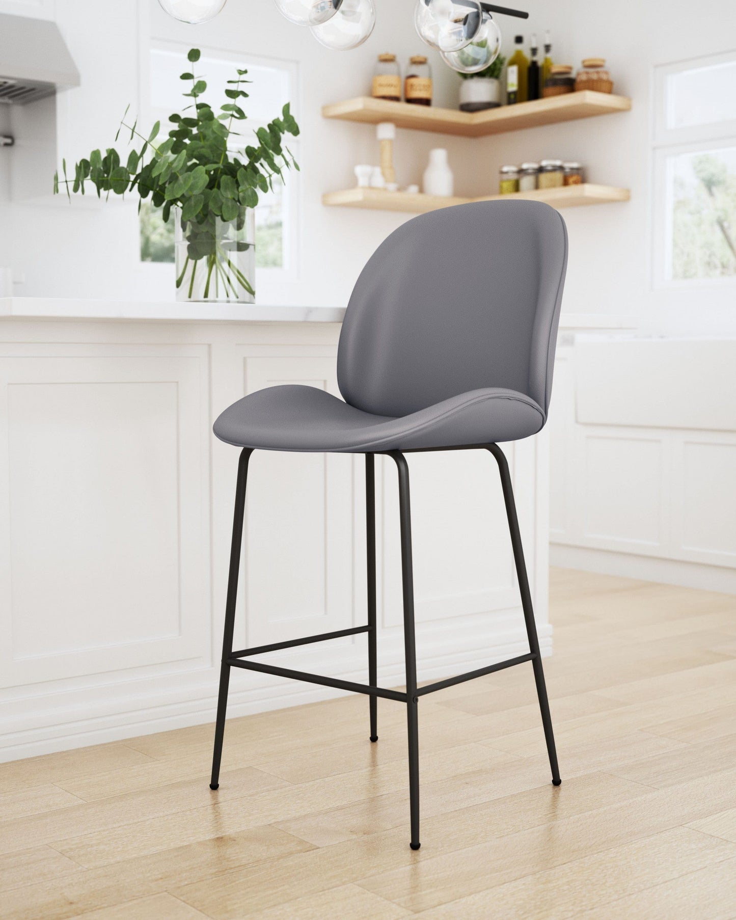 Contempo Gray Velvet Counter Height Chair
