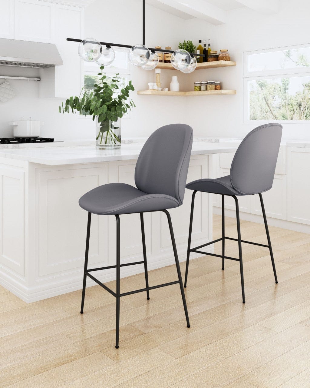 Contempo Gray Velvet Counter Height Chair