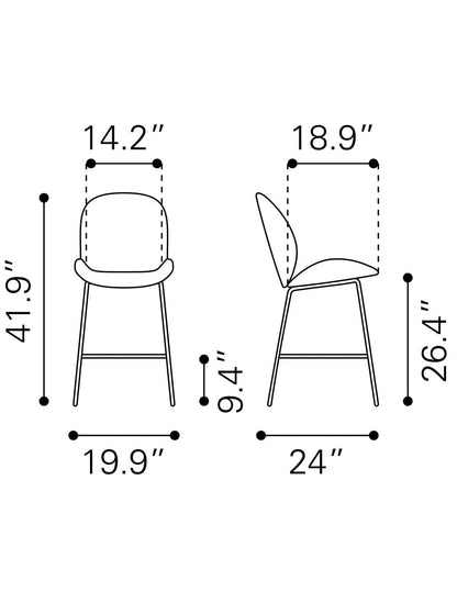 Contempo Red Velvet Counter Height Chair