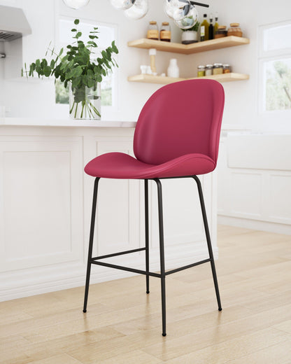 Contempo Red Velvet Counter Height Chair