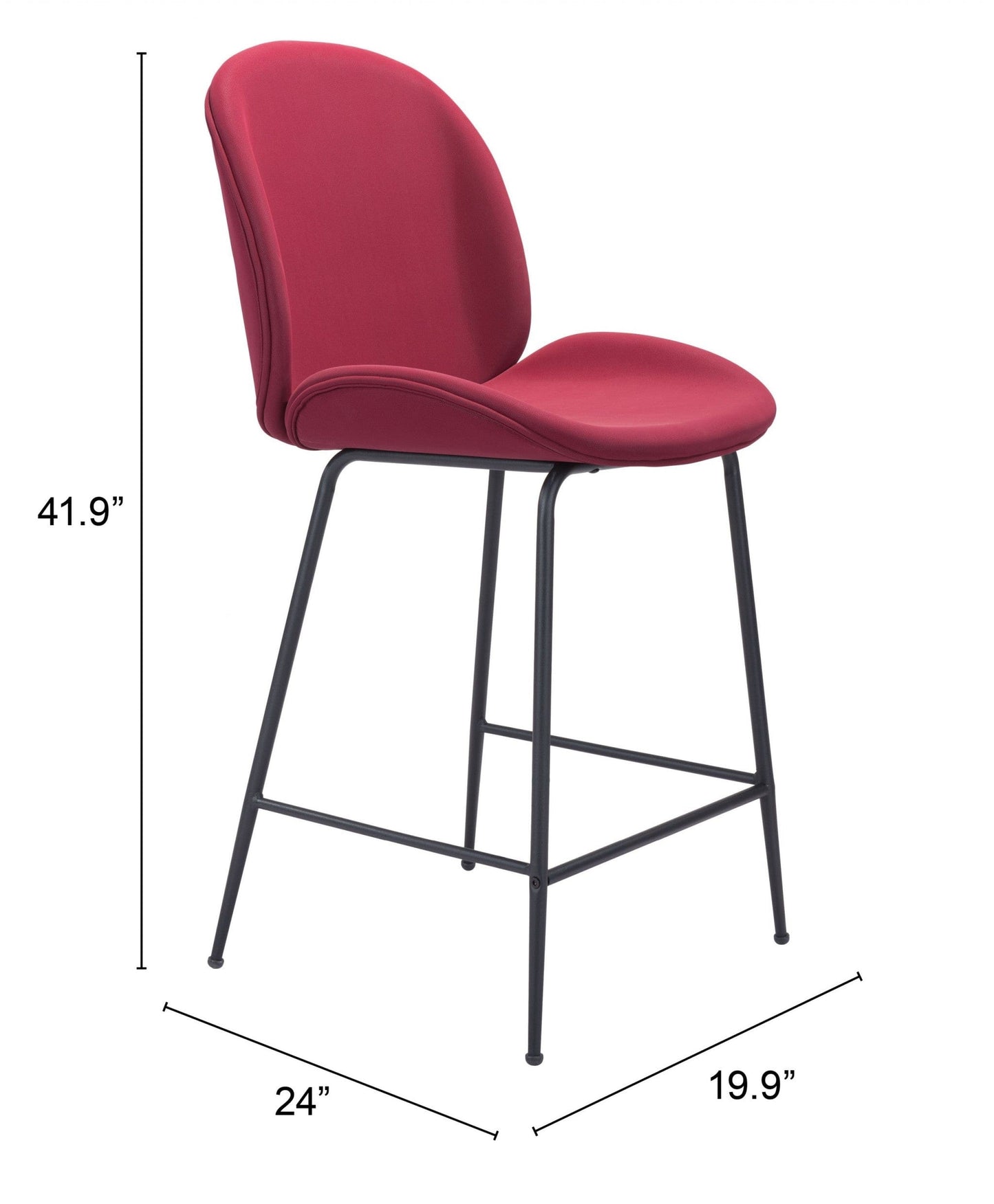Contempo Red Velvet Counter Height Chair