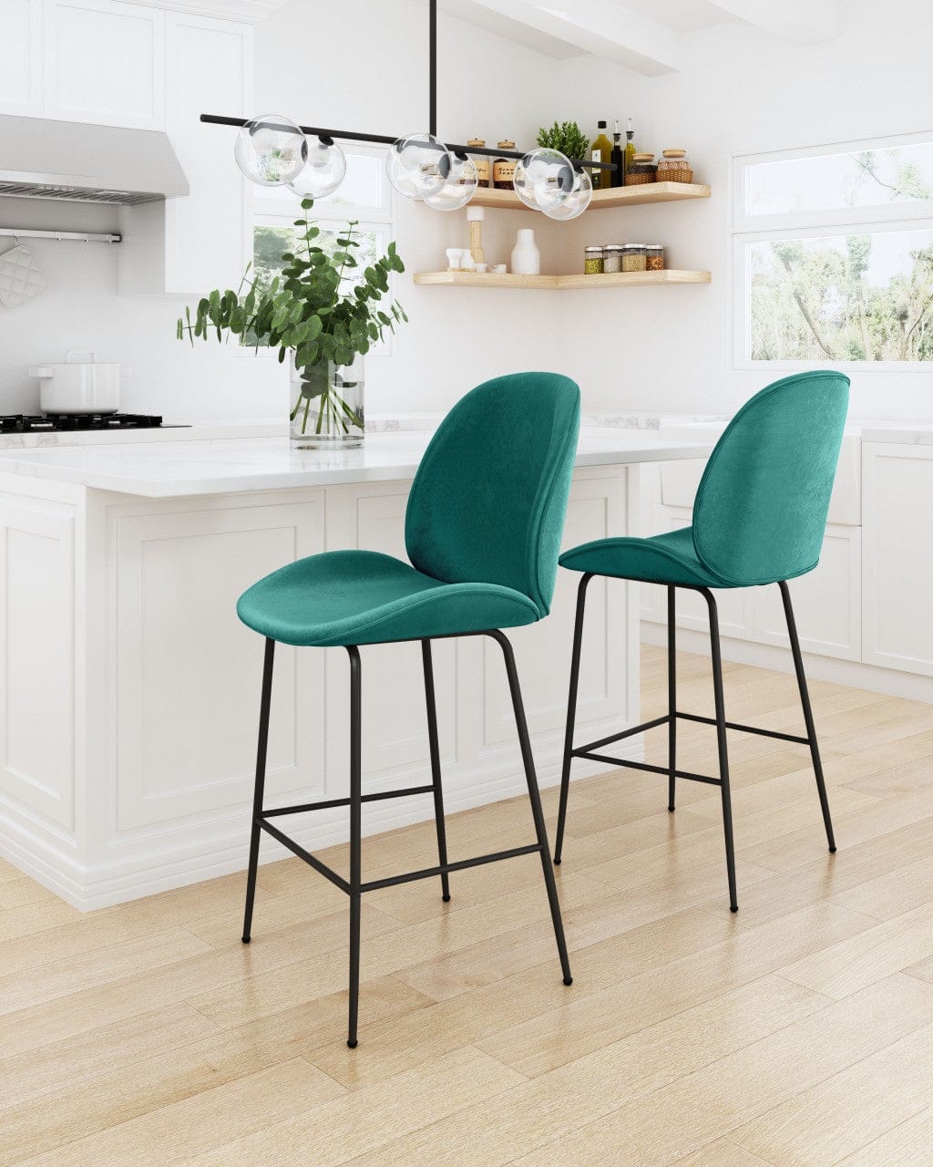 Contempo Emerald Green Velvet Counter Height Chair