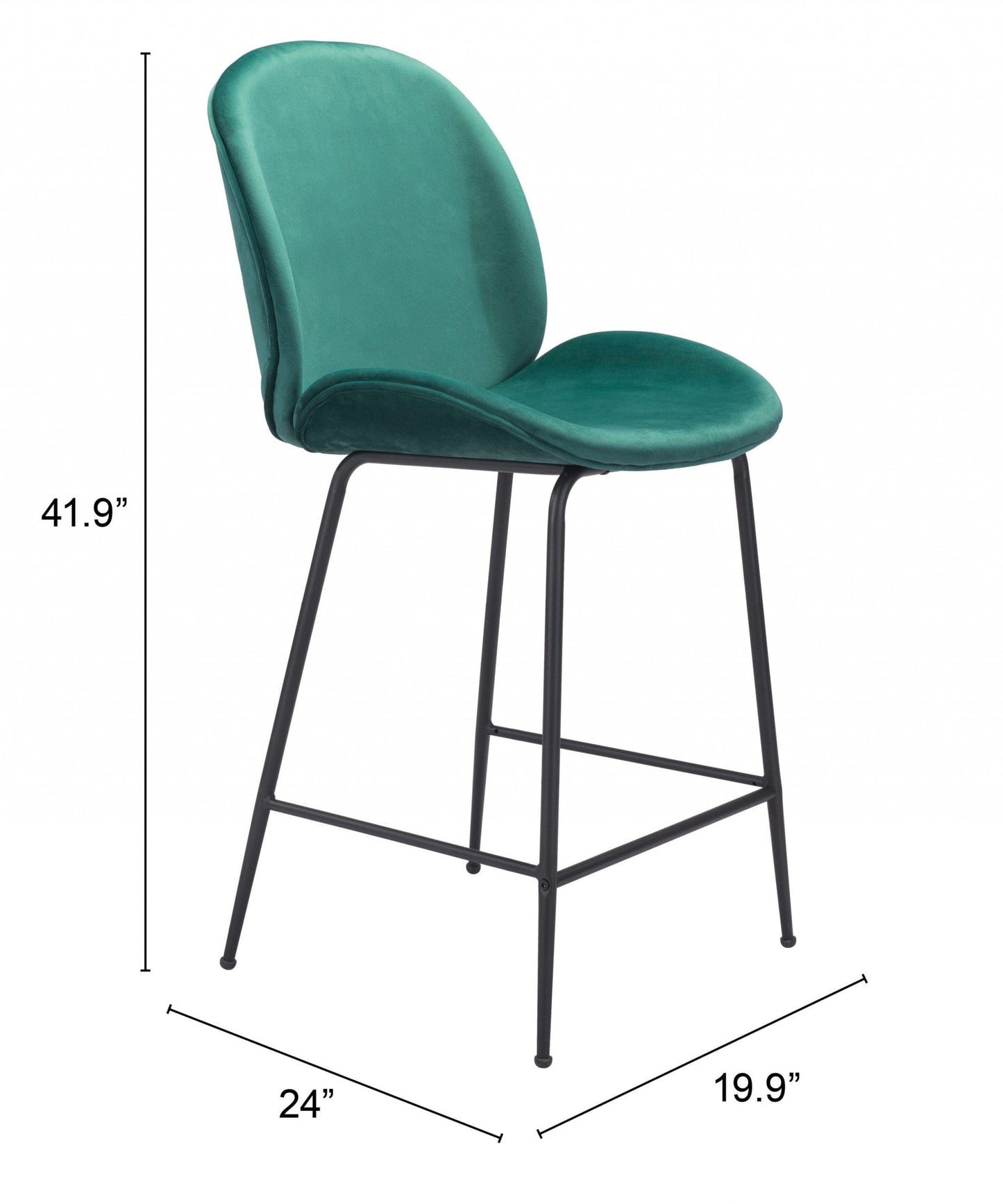 Contempo Emerald Green Velvet Counter Height Chair