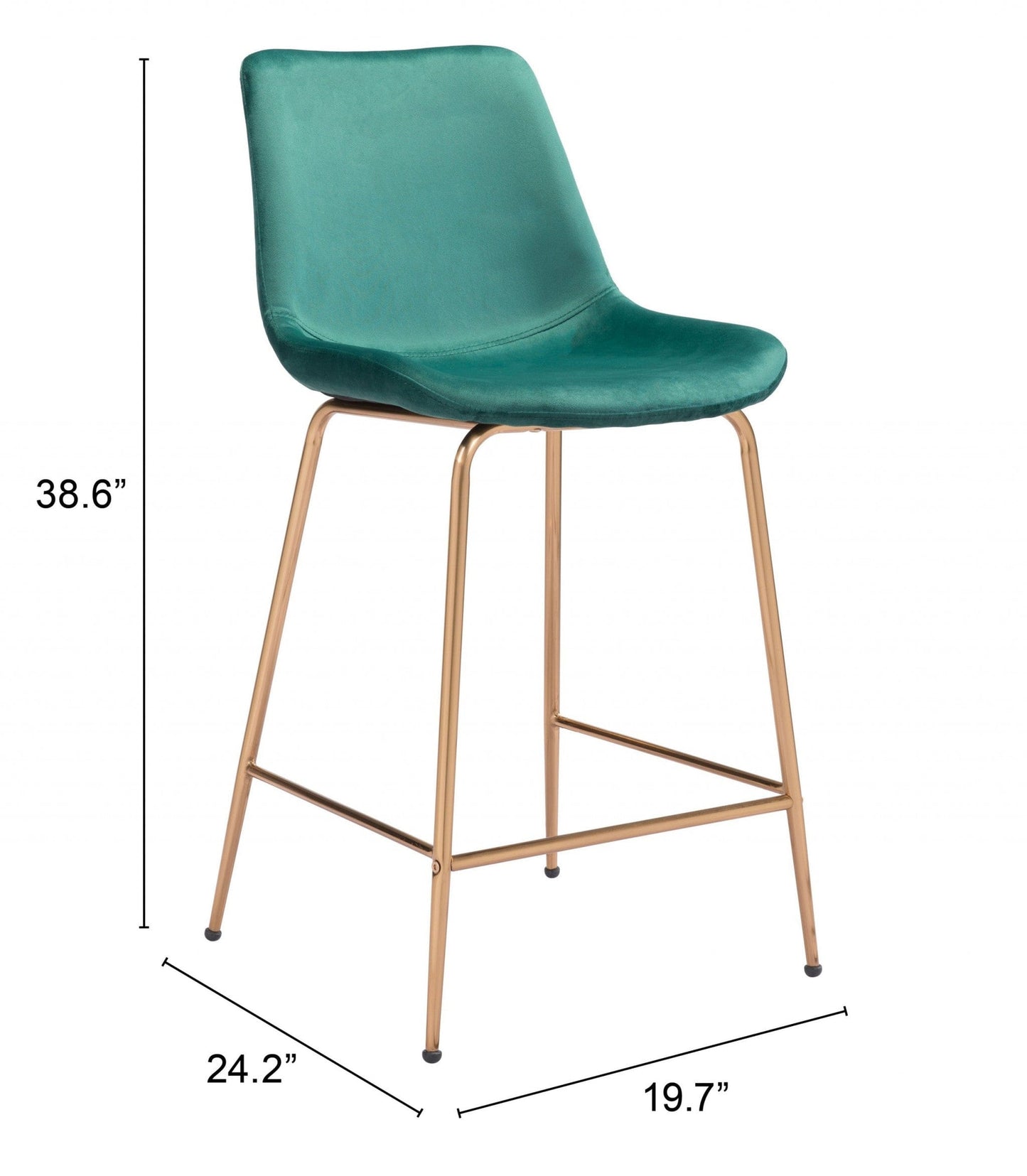 39" Green Steel Low Back Chair With Footrest