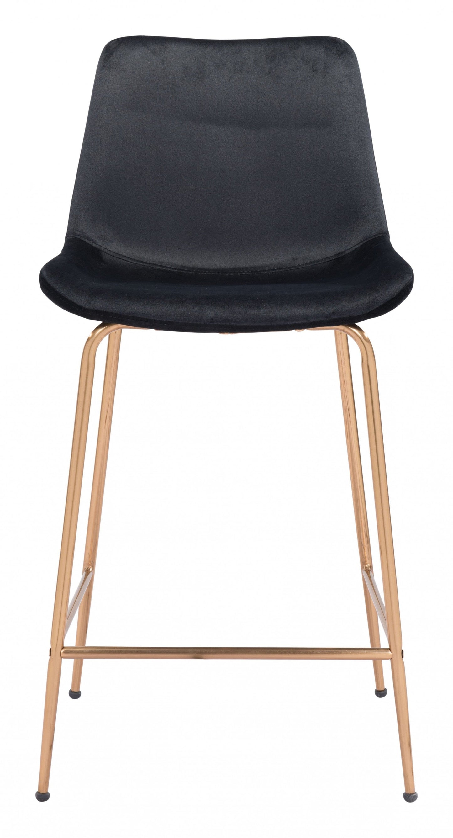 39" Black and Copper Gold Low Back Counter Height Bar Chair With Footrest