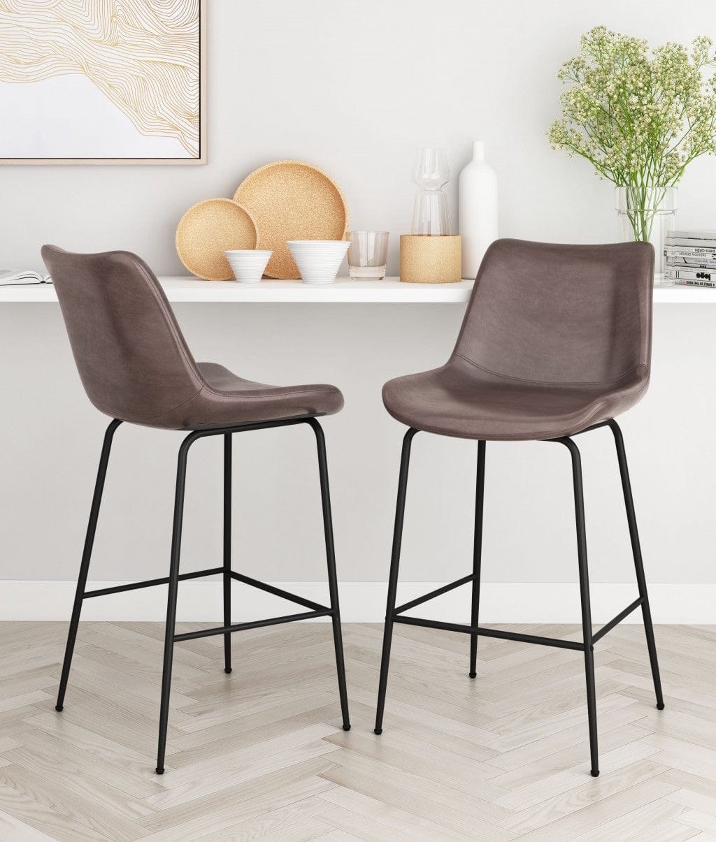 Brown and Black Top Shelf Modern Rugged Counter Chair