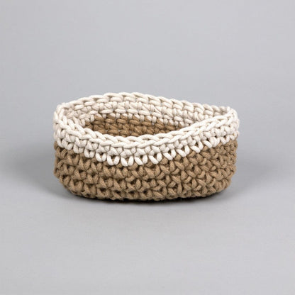 White and Beige Crochet Planter