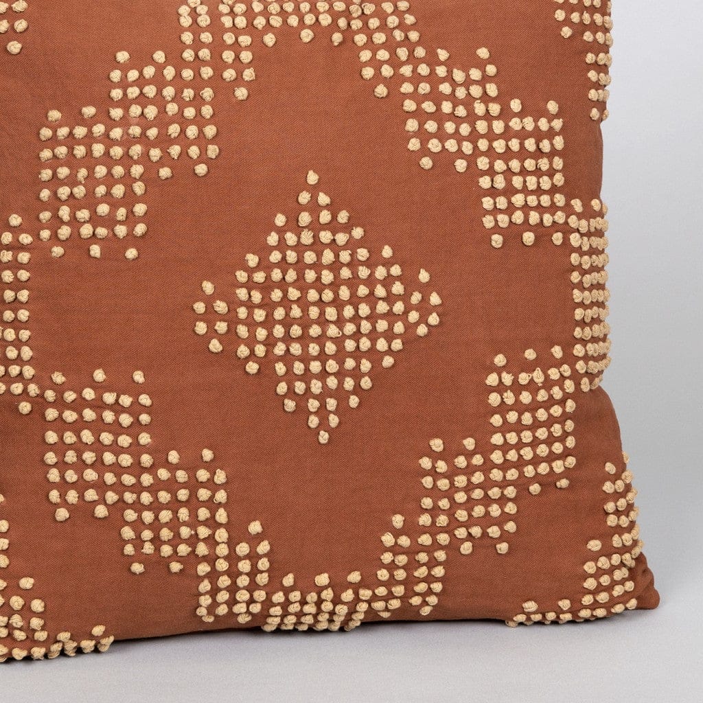 Textured Burnt Orange and Ivory Throw Pillow