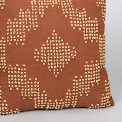 Textured Burnt Orange and Ivory Throw Pillow