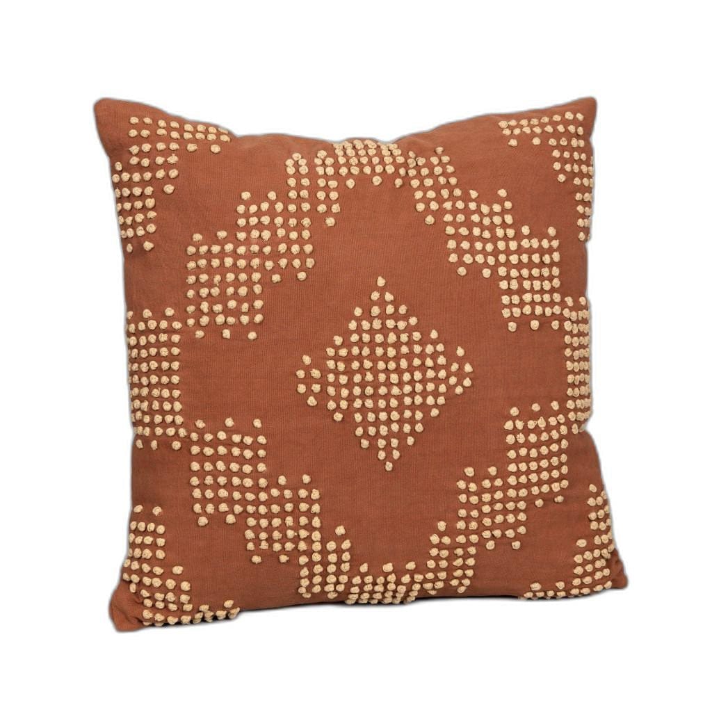Textured Burnt Orange and Ivory Throw Pillow