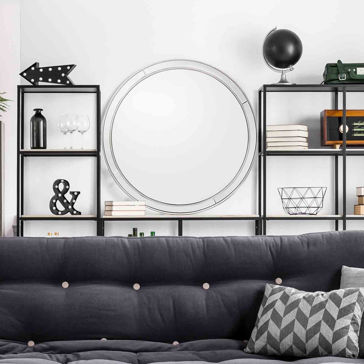 Simply Lined Silver Mirror