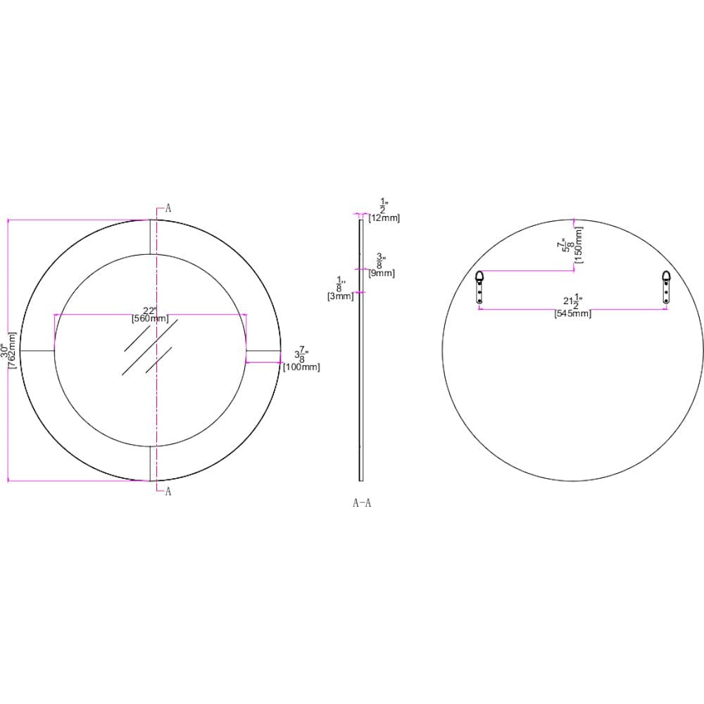 Grey Round Wall Mirror