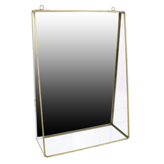 Jumbo Gold Metal Vanity Mirror with Shelf