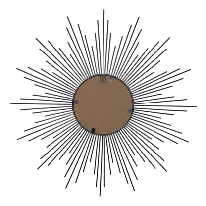 Silver Metal Sunburst Round Wall Mirror