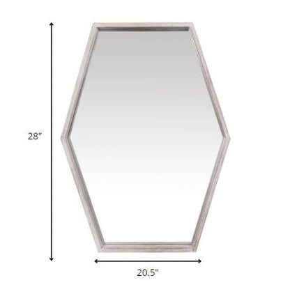 Wooden Hexagonal Wall Mirror